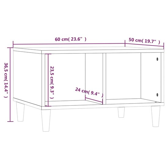 Salontafel 60x50x36,5 cm bewerkt hout bruin eikenkleur 8