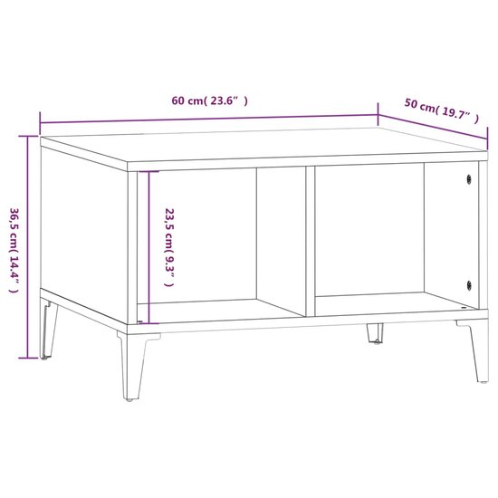 Salontafel 60x50x36,5 cm bewerkt hout bruin eikenkleur 8