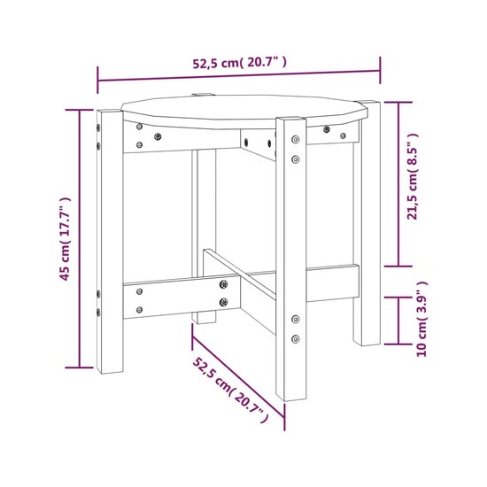 Salontafel &Oslash; 52,5x45 cm massief grenenhout wit 8