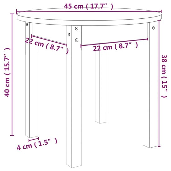 Salontafel &Oslash; 45x40 cm massief grenenhout honingbruin 8