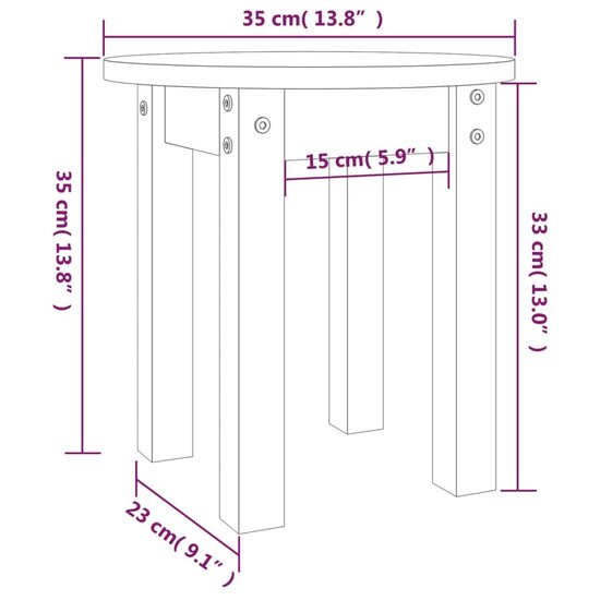 Salontafel &Oslash; 35x35 cm massief grenenhout grijs 8