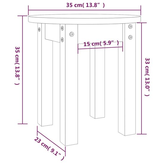 Salontafel &Oslash; 35x35 cm massief grenenhout honingbruin 8