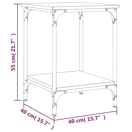 Salontafel 40x40x55 cm bewerkt hout zwart 9