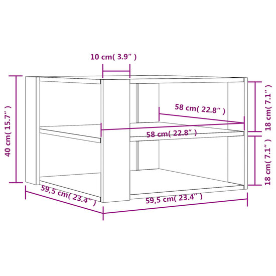 Salontafel 59,5x59,5x40 cm bewerkt hout zwart 9