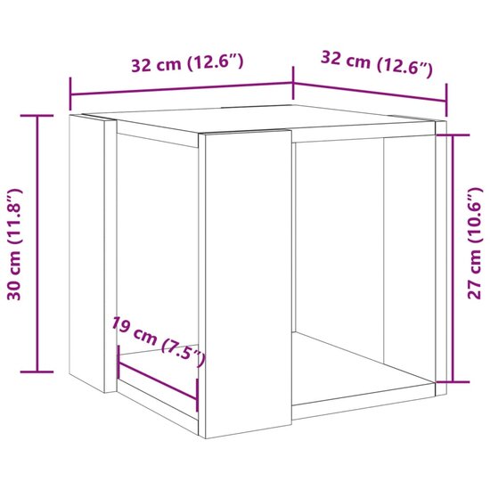 Salontafel 32x32x30 cm bewerkt hout sonoma eikenkleurig 9