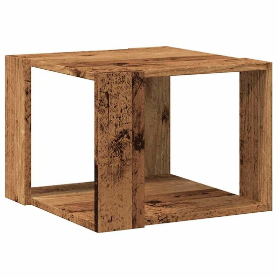 Salontafel 40x40x30 cm bewerkt hout oud houtkleurig 6