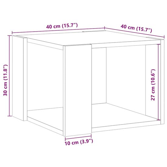 Salontafel 40x40x30 cm bewerkt hout artisanaal eikenkleur 9