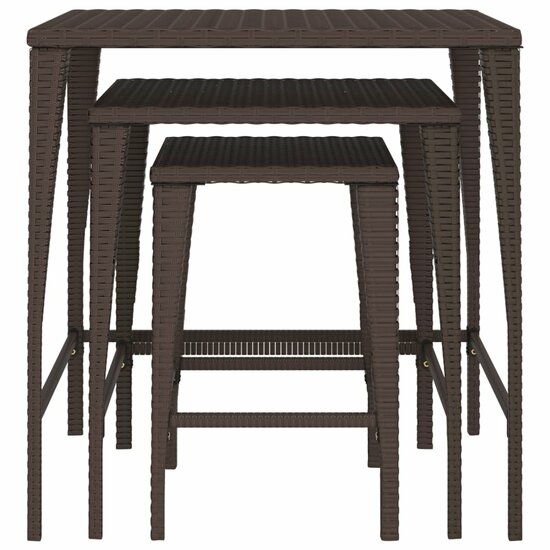 Tafeltjesset 3 st poly rattan bruin 3