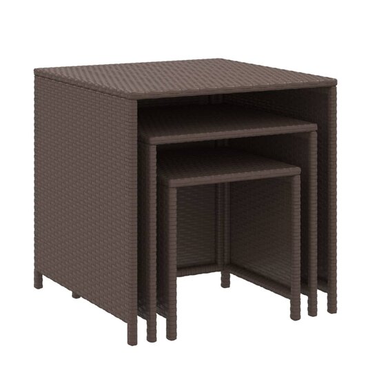 Tafeltjesset 3 st poly rattan bruin 3