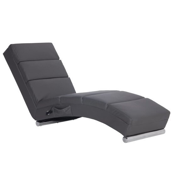 Massage chaise longue kunstleer grijs 2