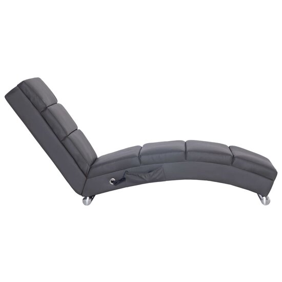 Massage chaise longue kunstleer grijs 3