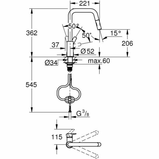 Mengkraan Grohe QuickFix Start Metaal 3