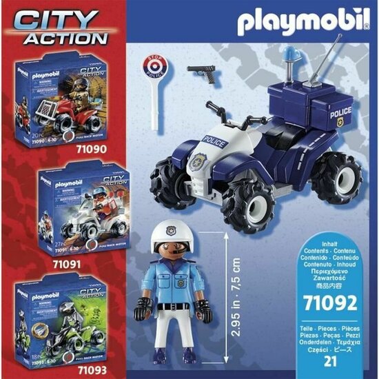 Voertuig Speelset Playmobil City Action: Policeman and Quad 71092 Politie 21 Onderdelen 5