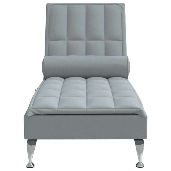 Massage chaise longue met bolster stof lichtgrijs 4