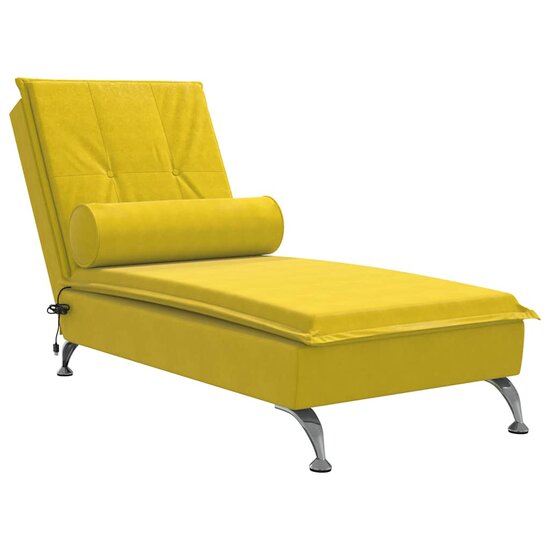 Massage chaise longue met bolster fluweel geel 2