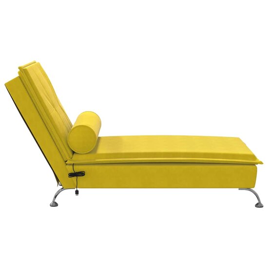 Massage chaise longue met bolster fluweel geel 5