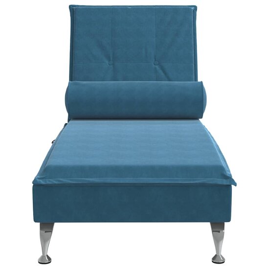 Massage chaise longue met bolster fluweel blauw 4