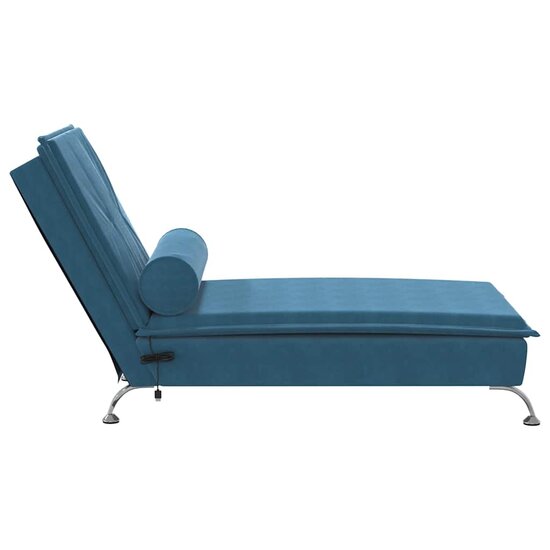 Massage chaise longue met bolster fluweel blauw 5