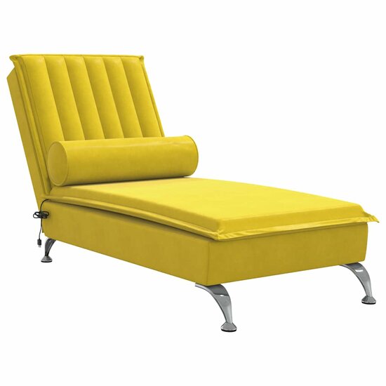 Massage chaise longue met bolster fluweel geel 2