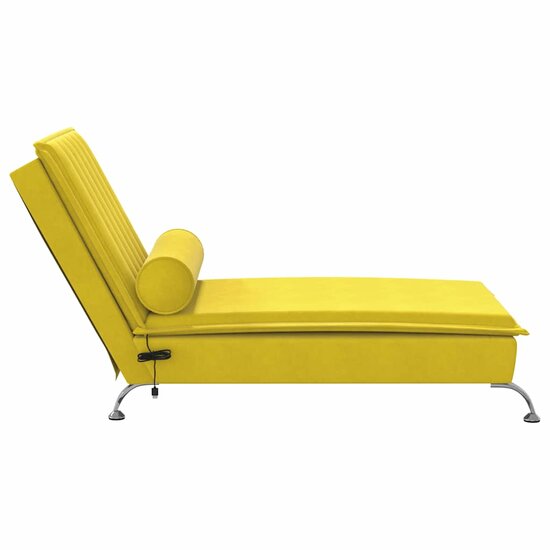 Massage chaise longue met bolster fluweel geel 5