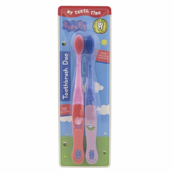 Tandenborstel voor Kinderen Peppa Pig Roze Blauw (2 Stuks) 1