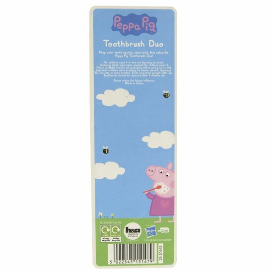 Tandenborstel voor Kinderen Peppa Pig Roze Blauw (2 Stuks) 2