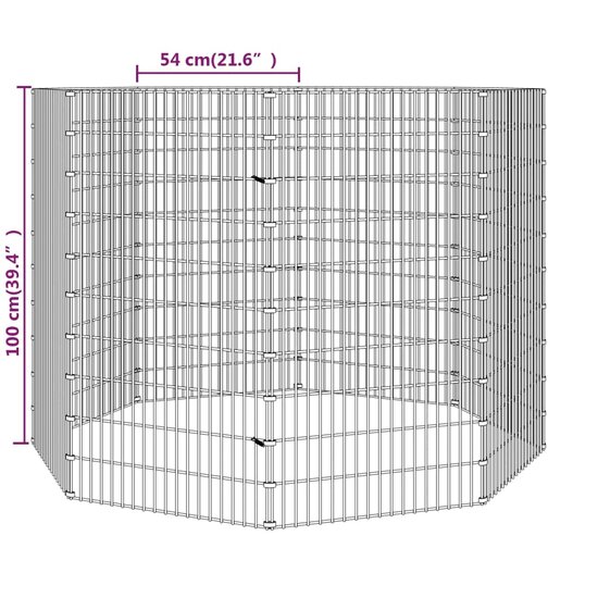 Dierenverblijf 8 panelen 54x100 cm gegalvaniseerd ijzer 8