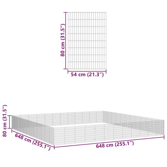 Dierenverblijf 48 panelen 54x80 cm gegalvaniseerd ijzer 8