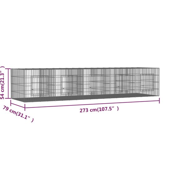 Konijnenkooi met 5 panelen 273x79x54 cm gegalvaniseerd ijzer 7