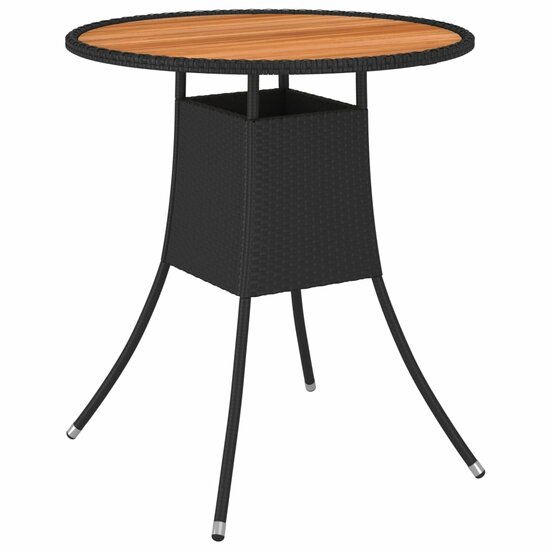 Tuintafel &Oslash;70 cm poly rattan en massief acaciahout zwart 1