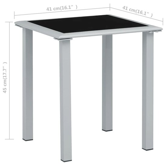 Tuintafel 41x41x45 cm staal en glas zwart en zilverkleurig 4