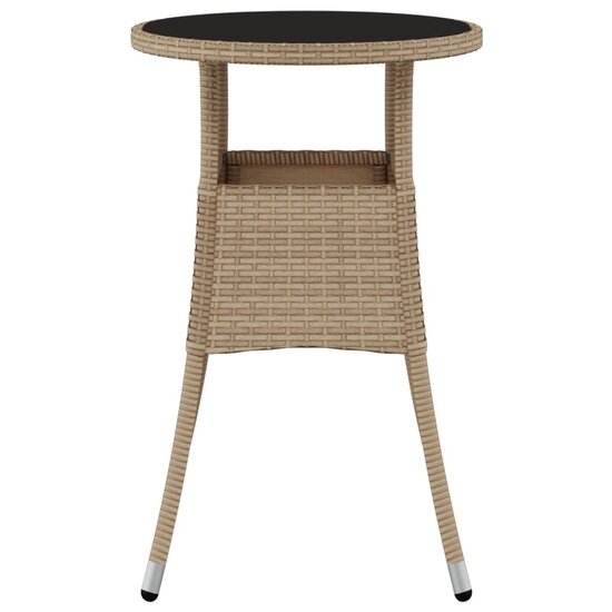 Tuintafel &Oslash;60x75 cm gehard glas en poly rattan beige 3