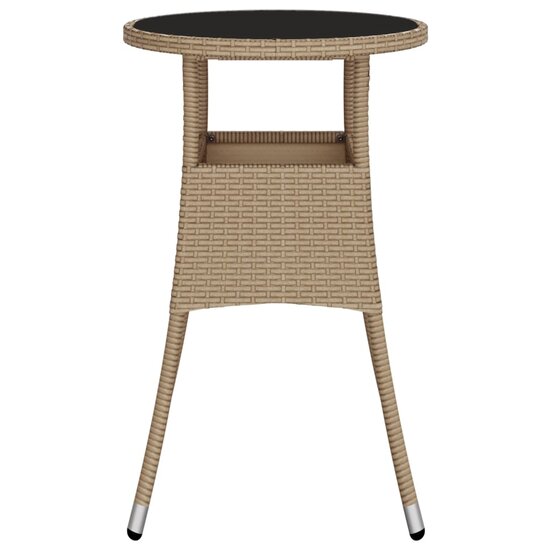 Tuintafel &Oslash;60x75 cm gehard glas en poly rattan beige 4