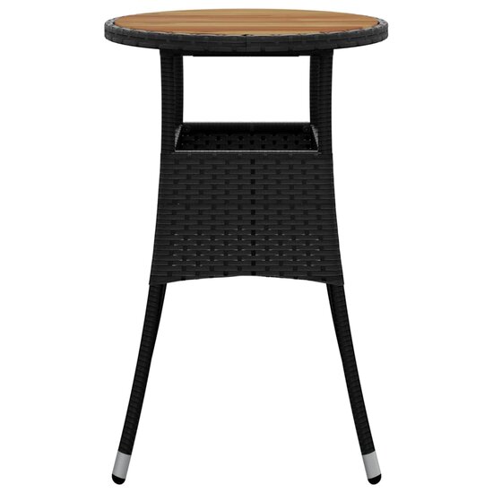 Tuintafel &Oslash;60x75 cm acaciahout en poly rattan zwart 3