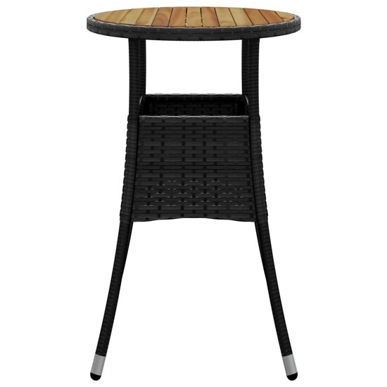 Tuintafel &Oslash;60x75 cm acaciahout en poly rattan zwart 4