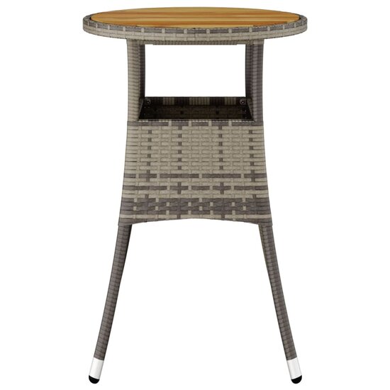 Tuintafel &Oslash;60x75 cm acaciahout en poly rattan grijs 3