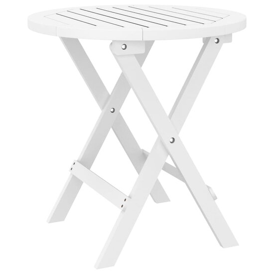 Tuintafel inklapbaar &Oslash; 46 cm massief acaciahout wit 2