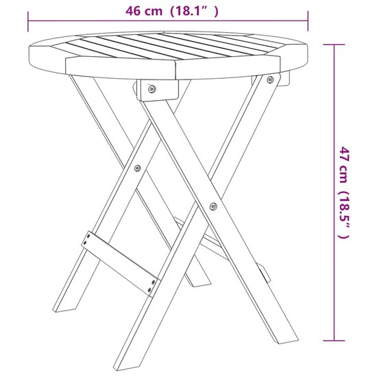 Tuintafel inklapbaar &Oslash; 46 cm massief acaciahout wit 6