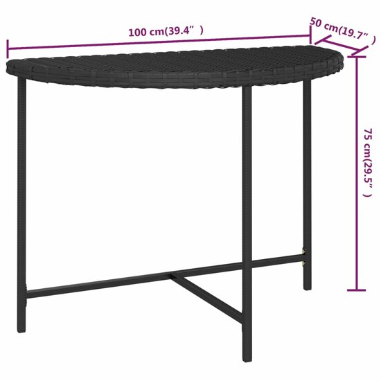 Tuintafel 100x50x75 cm poly rattan zwart 7