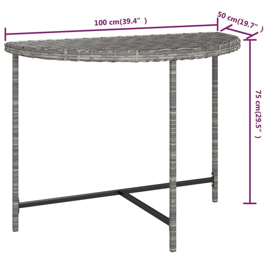 Tuintafel 100x50x75 cm poly rattan grijs 7