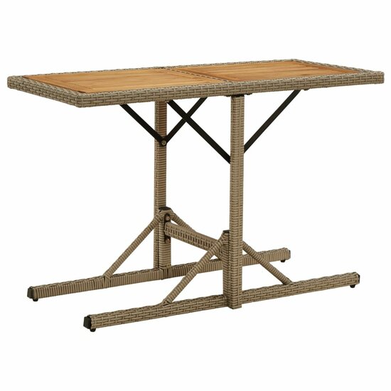 Tuintafel massief acaciahout en poly rattan beige 1