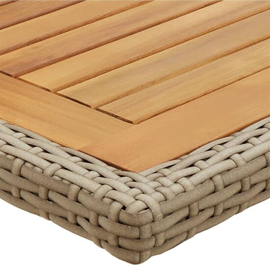 Tuintafel massief acaciahout en poly rattan beige 5