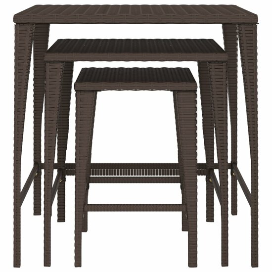 Tuintafeltjesset 3 st poly rattan bruin 3