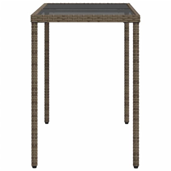 Tuintafel met glazen blad 115x54x74 cm poly rattan grijs 5