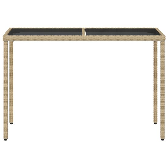 Tuintafel met glazen blad 115x54x74 cm poly rattan beige 4