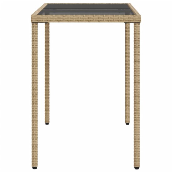 Tuintafel met glazen blad 115x54x74 cm poly rattan beige 5