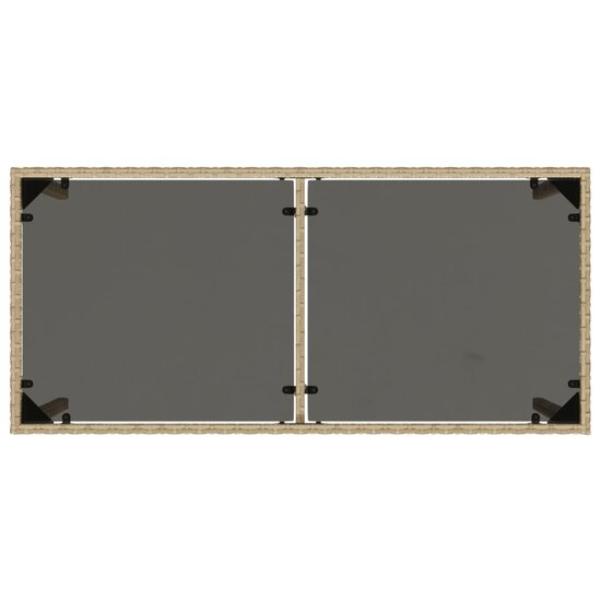 Tuintafel met glazen blad 115x54x74 cm poly rattan beige 7