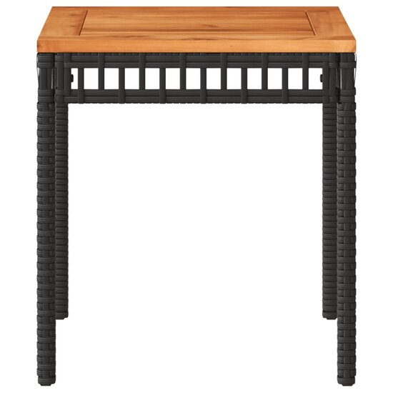 Tuintafel 38x38x42 cm poly rattan en acaciahout zwart 5