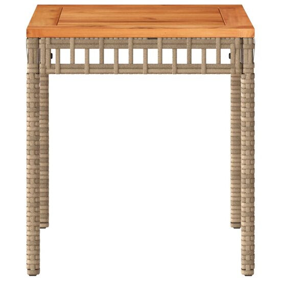 Tuintafel 38x38x42 cm poly rattan en acaciahout gemengd beige 5