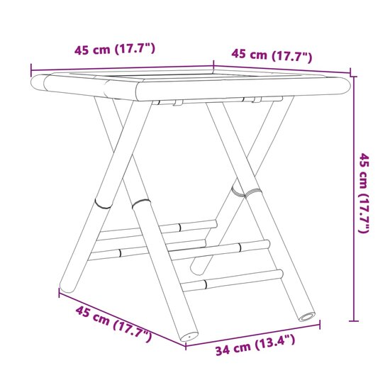 Tuintafel inklapbaar 45x45x45 cm bamboe 8